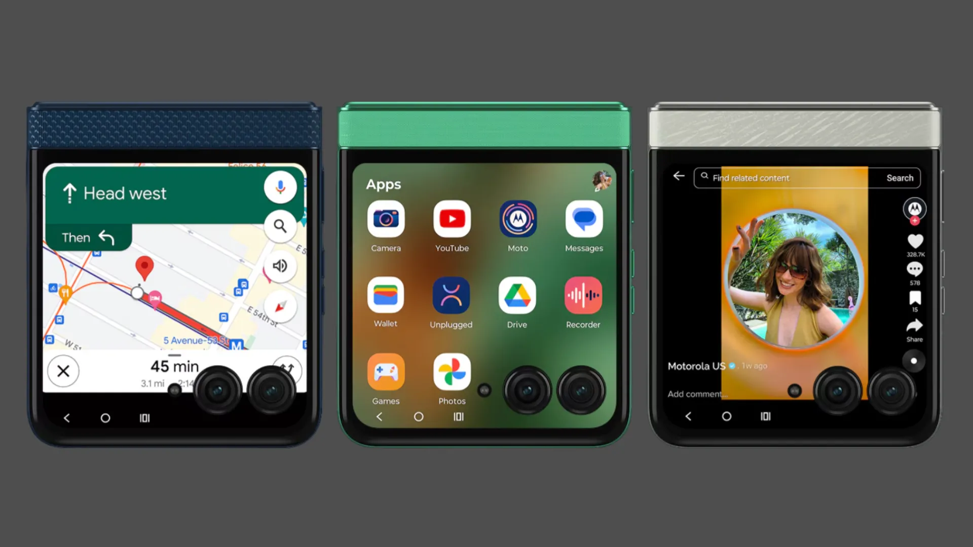 Ảnh chụp giao diện Hello UI trên màn hình phụ của Moto Razr 2025, thể hiện sự gần gũi với Android gốc.