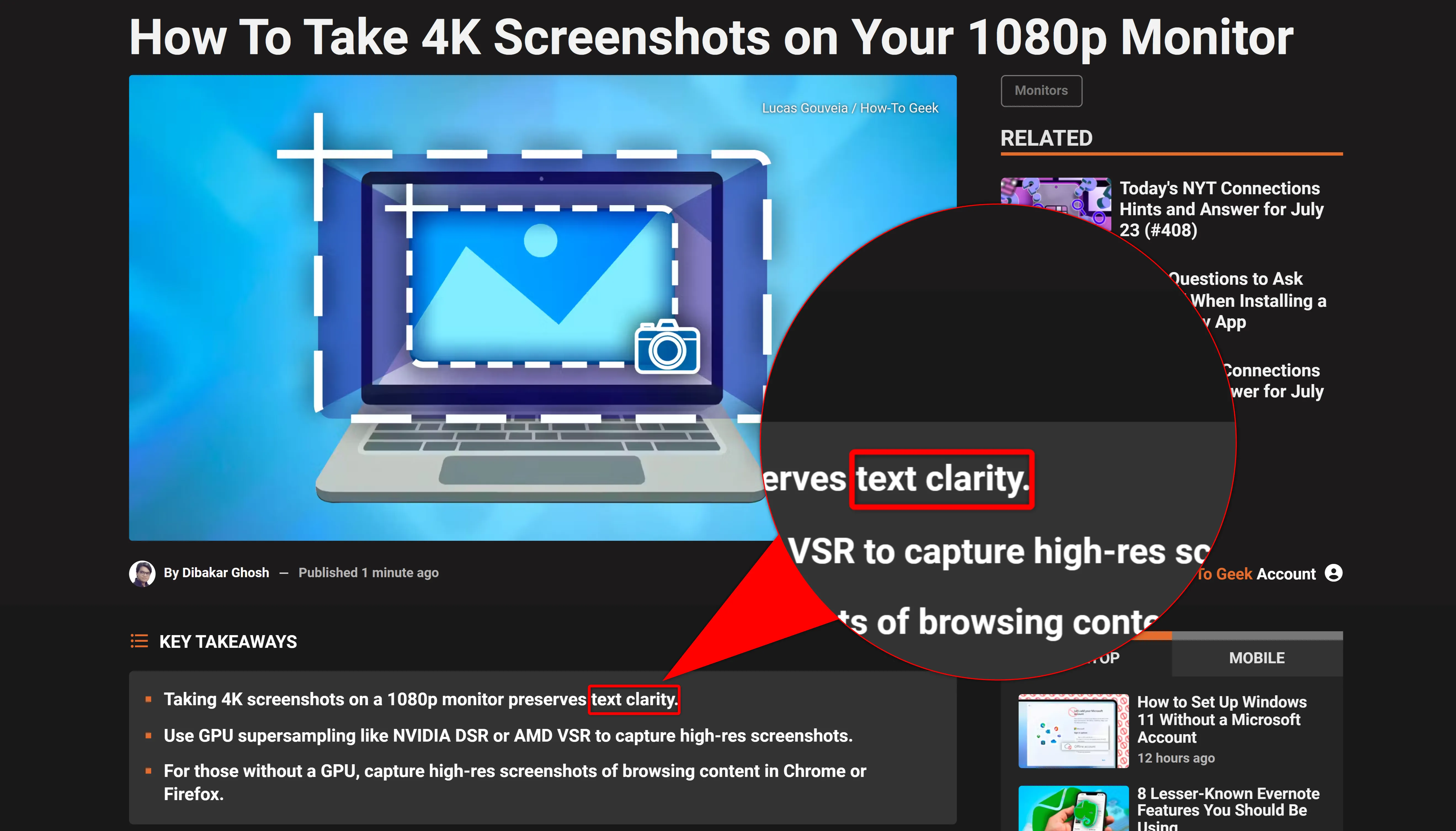Ảnh chụp màn hình 4K với văn bản rõ nét, chi tiết cao