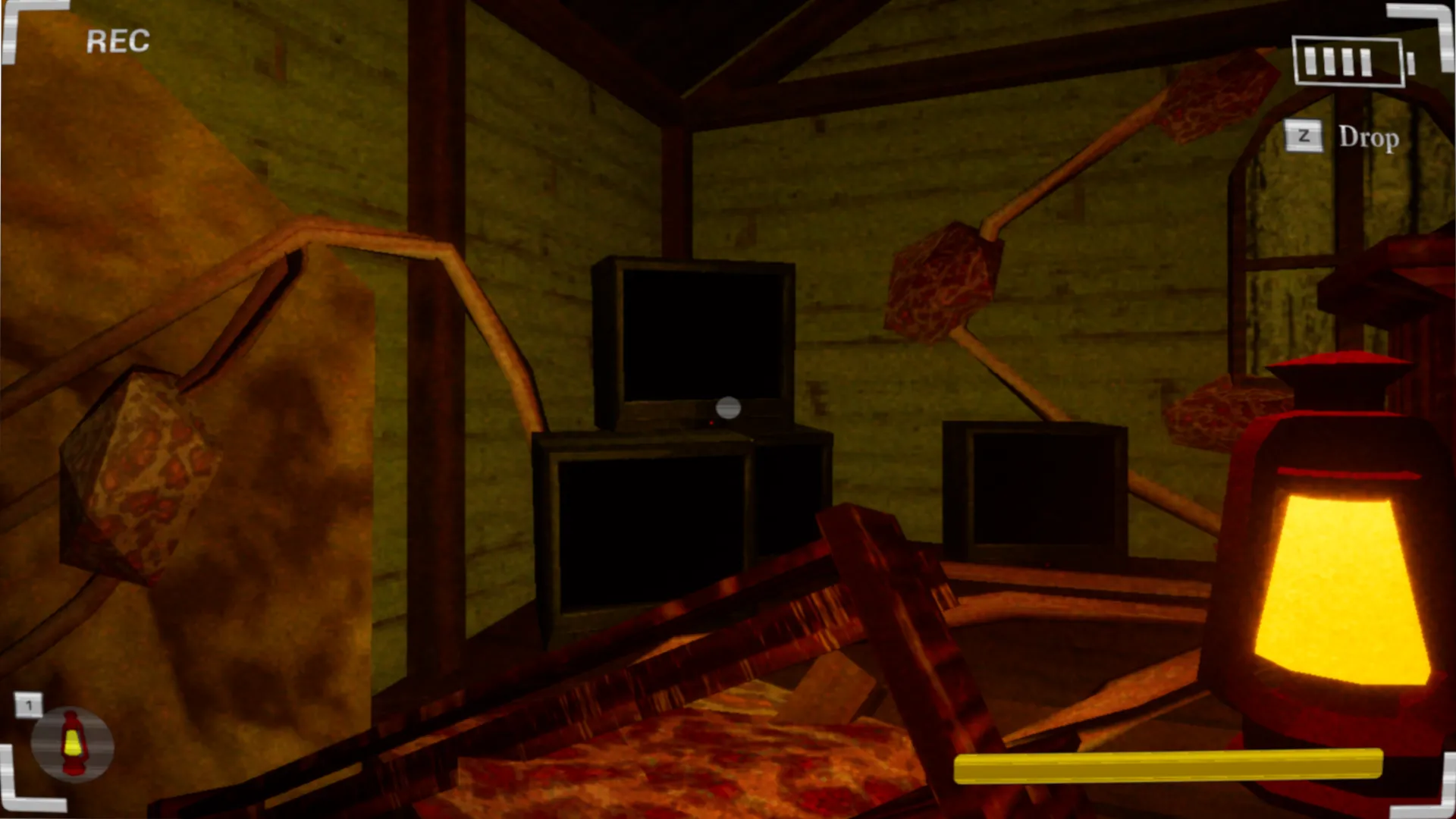 Ảnh chụp màn hình game Desecration, dự án kinh dị với đồ họa low-poly của tác giả bài viết.