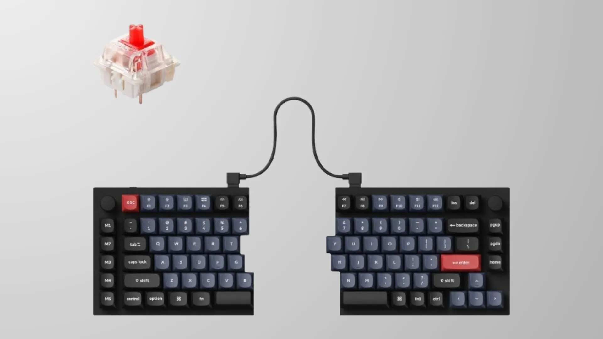 Bàn phím Keychron Q11 QMK/VIA TKL với thiết kế chia đôi có thể tháo rời, làm nổi bật khả năng tùy chỉnh.