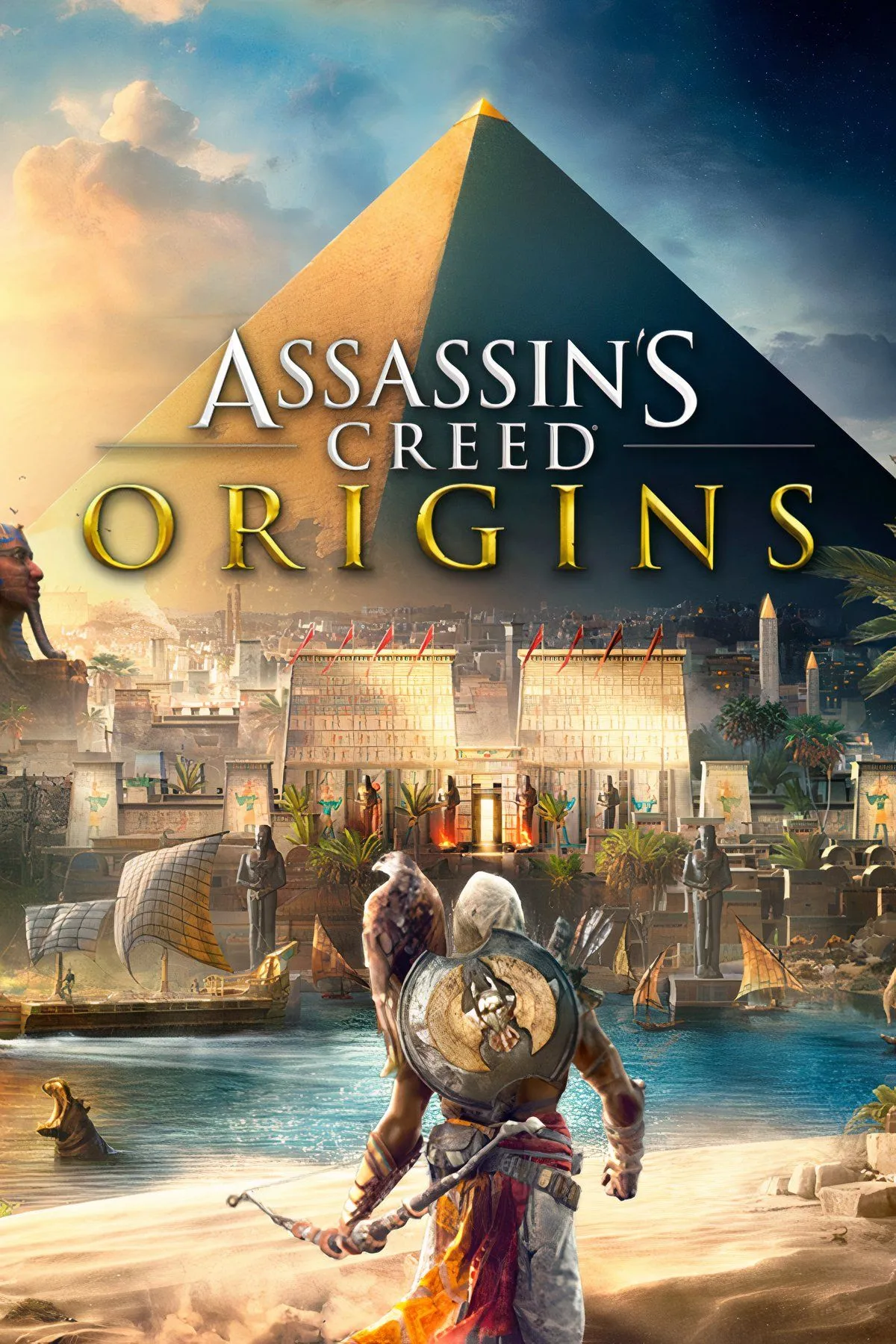 Bayek của Siwa với đại bàng Senu, thể hiện bối cảnh Ai Cập cổ đại trong Assassin's Creed: Origins