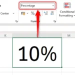 Biểu đồ Excel hiển thị ô L1 chứa giá trị phần trăm và định dạng số tương ứng trong nhóm Number trên tab Home.