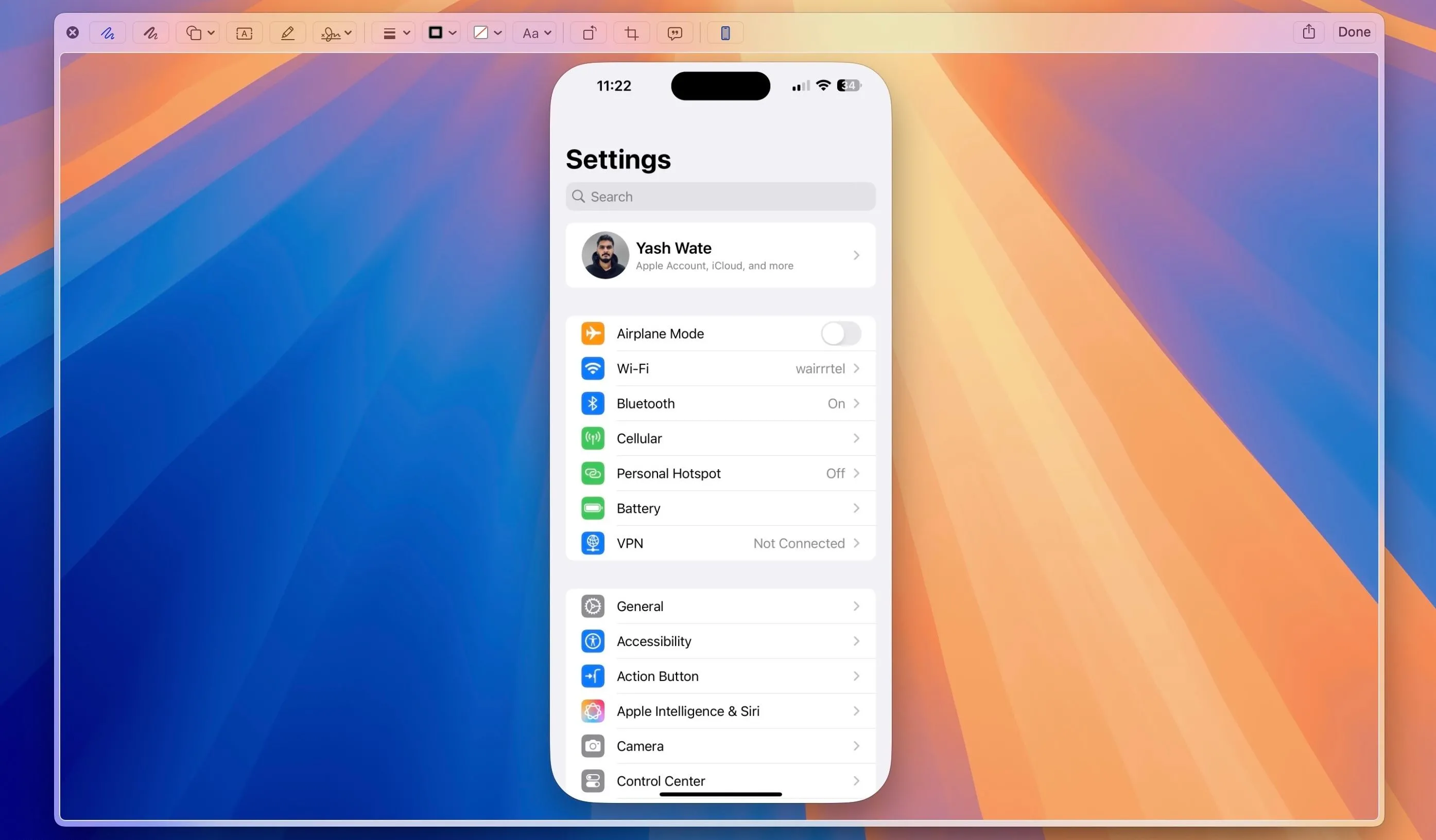Biểu tượng iPhone hiển thị trên bản xem trước tệp trên Mac, biểu thị khả năng chỉnh sửa bằng tính năng Markup.