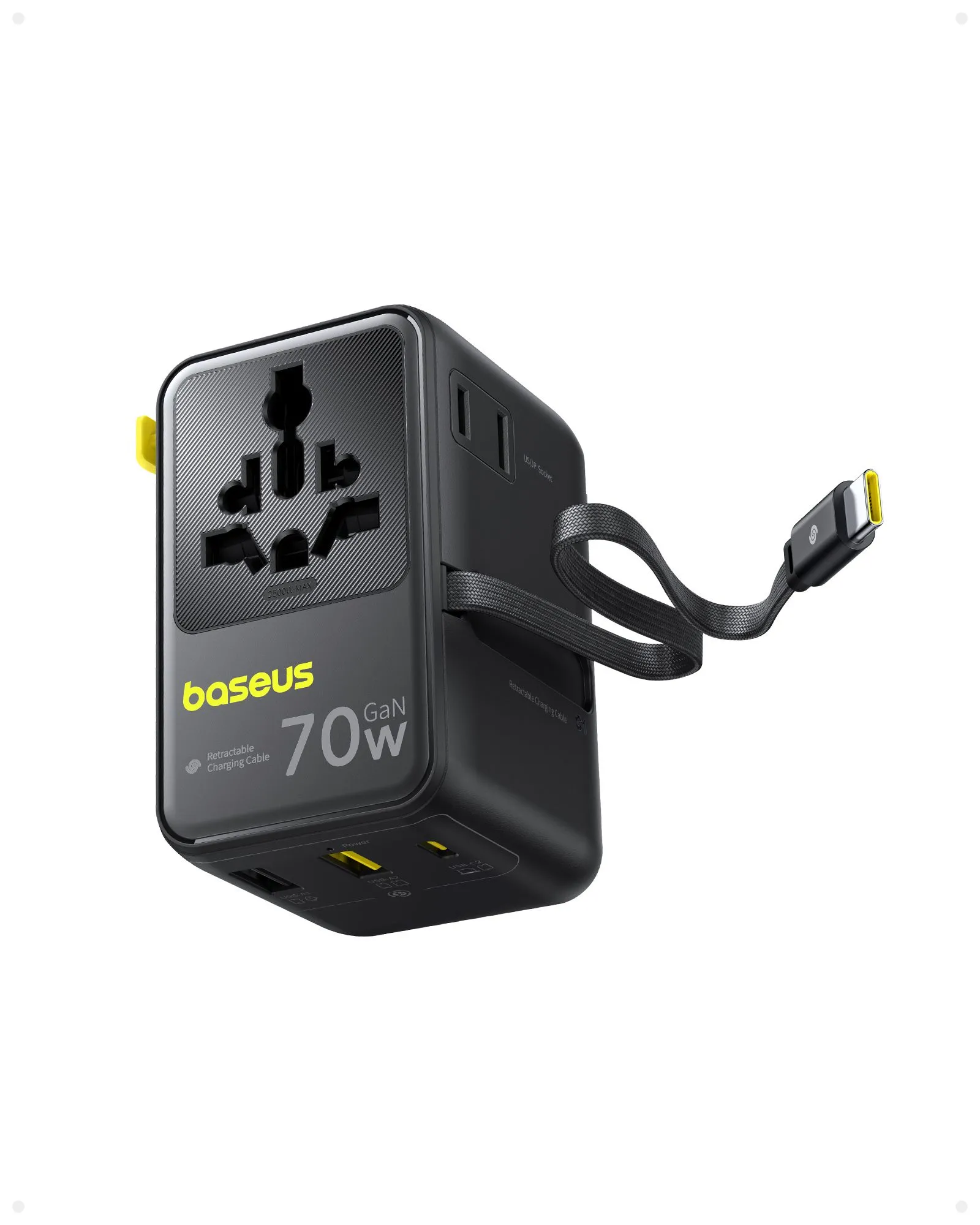Bộ chuyển đổi du lịch đa năng Baseus EnerCore 6-trong-1 70W tích hợp cáp USB-C.