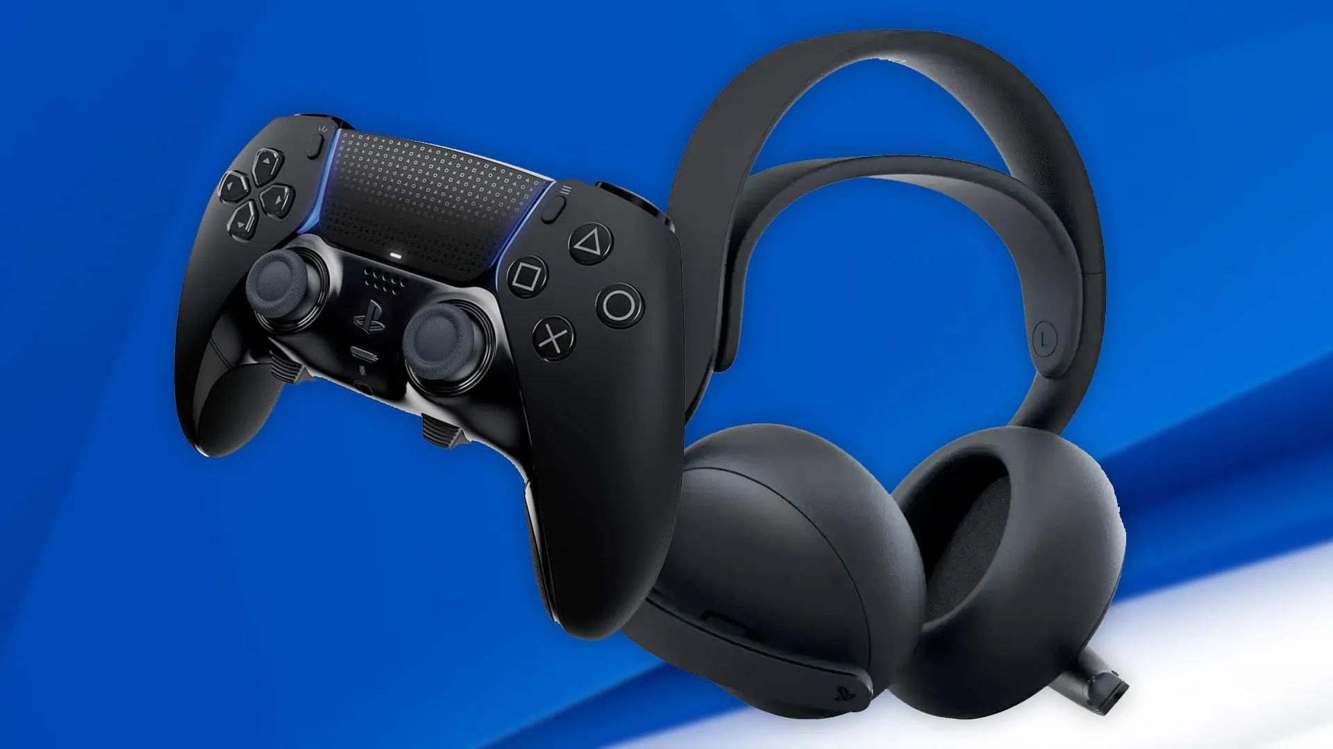 Bộ phụ kiện PlayStation 5 phiên bản màu đen gồm tay cầm DualSense và tai nghe không dây
