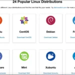 Các bản phân phối Linux phổ biến được hiển thị trên màn hình máy tính