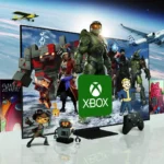 Các biểu tượng game Xbox như Master Chief trên màn hình Smart TV Samsung, thể hiện Game Pass tiếp cận đa nền tảng.