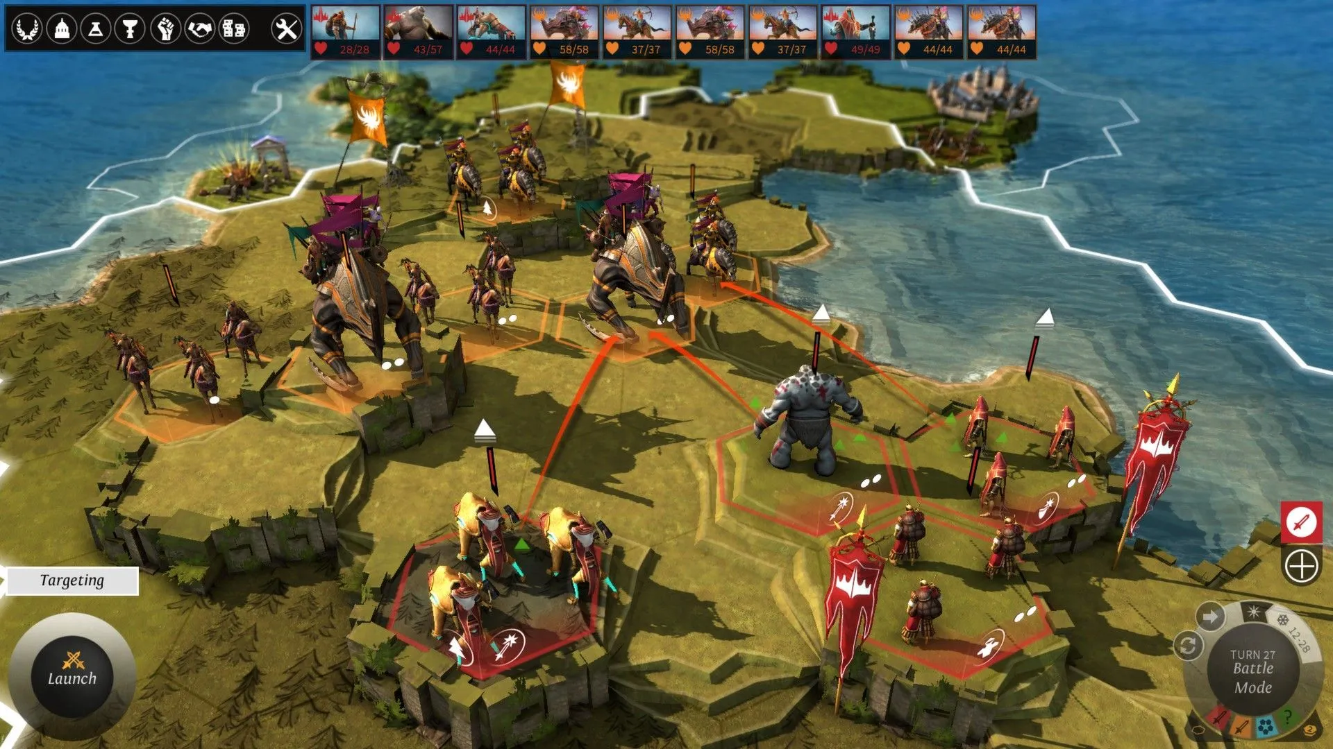 Các đội quân giao tranh trong trận chiến chiến thuật của game Endless Legend