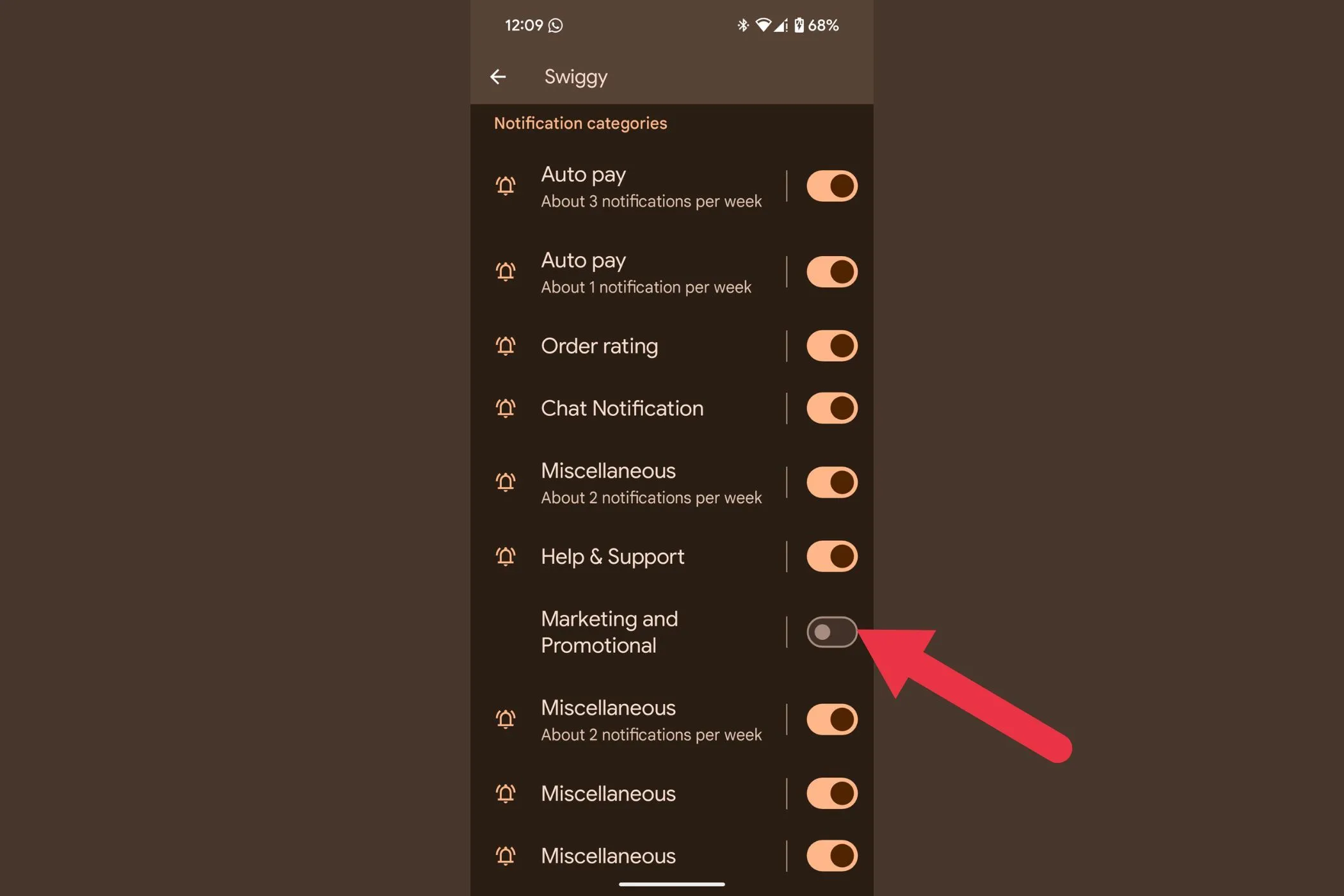 Các kênh thông báo chi tiết của một ứng dụng Android, cho phép tùy chỉnh