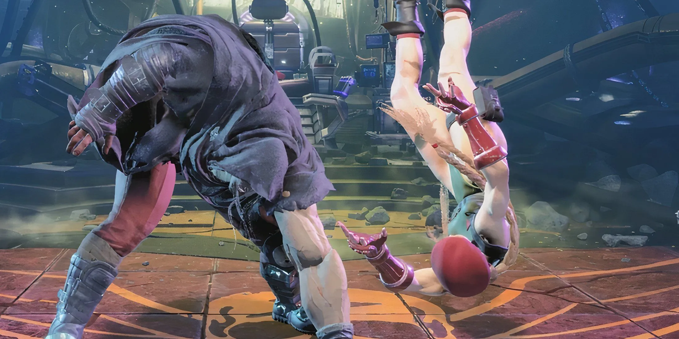 Các nhân vật Ryu và Chun-Li từ Street Fighter 6 trong một pha chiến đấu đầy kịch tính, thể hiện đồ họa thế hệ mới