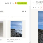 Các tùy chọn cắt và điều chỉnh ảnh trên giao diện web của Dropbox, hiển thị tính năng chỉnh sửa hình ảnh cơ bản.