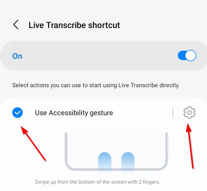 Cài đặt cử chỉ hỗ trợ tiếp cận cho Live Transcribe trên Samsung Galaxy