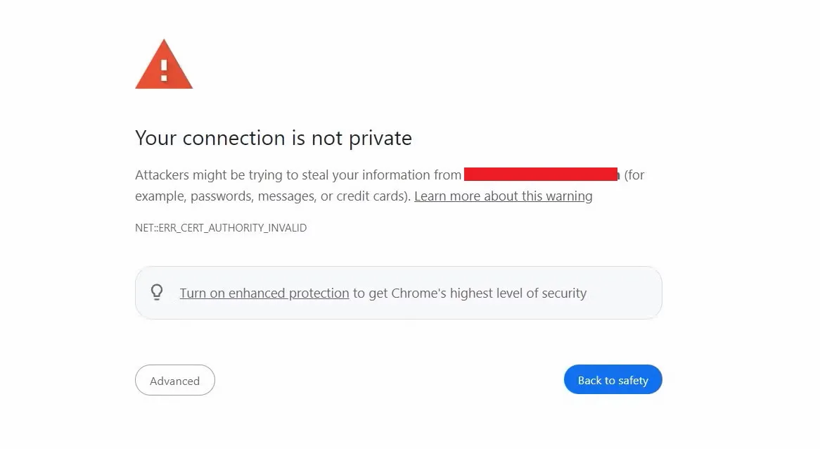Cảnh báo &quot;Kết nối của bạn không riêng tư&quot; hiển thị trên trình duyệt Chrome