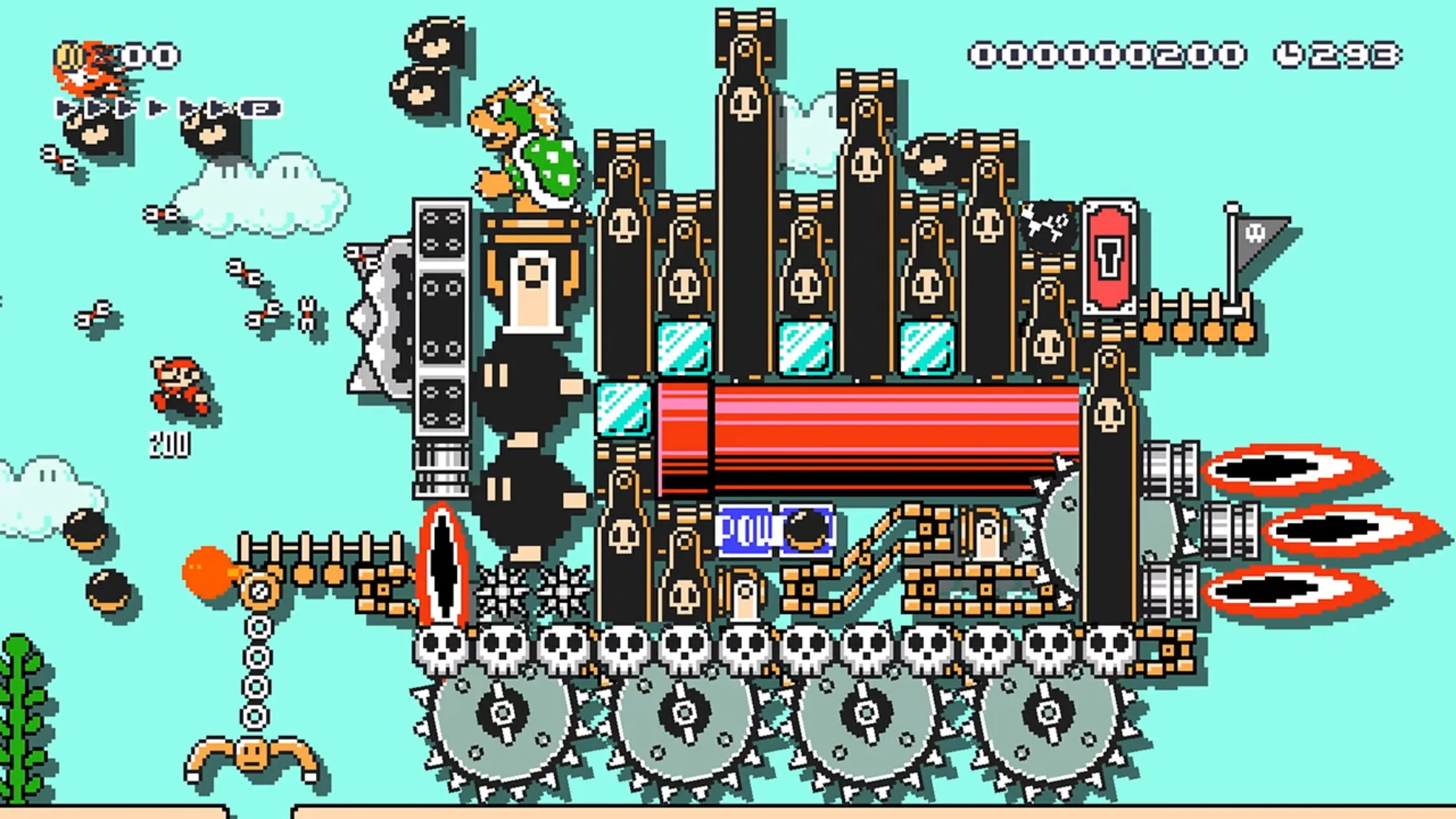 Cảnh Bowser truy đuổi Mario trong Super Mario Maker 2, minh họa tính năng tạo màn chơi sáng tạo cho Super Mario Maker 3 trên Switch 2.