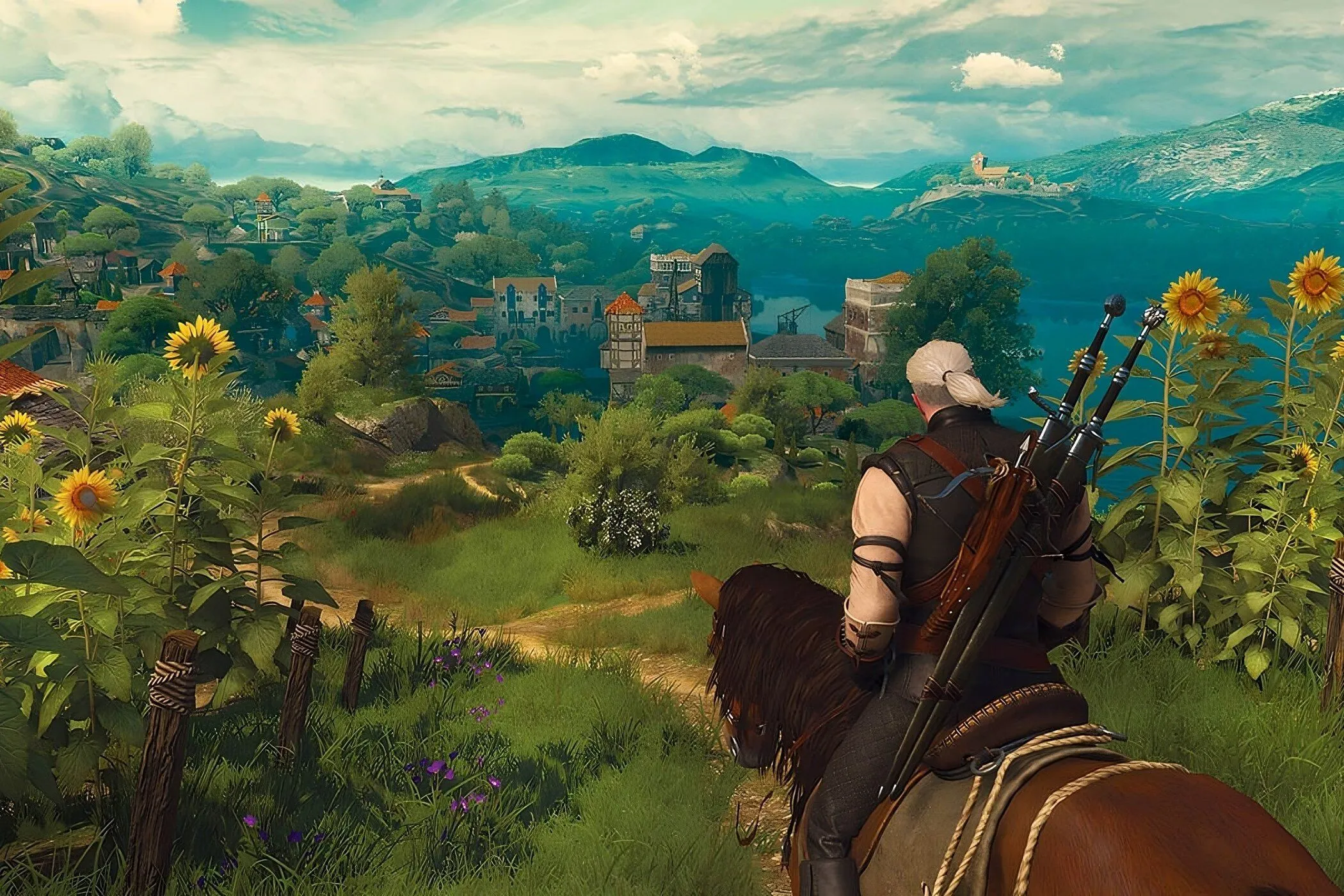 Cảnh chiến đấu hoành tráng trong tựa game The Witcher 3: Wild Hunt