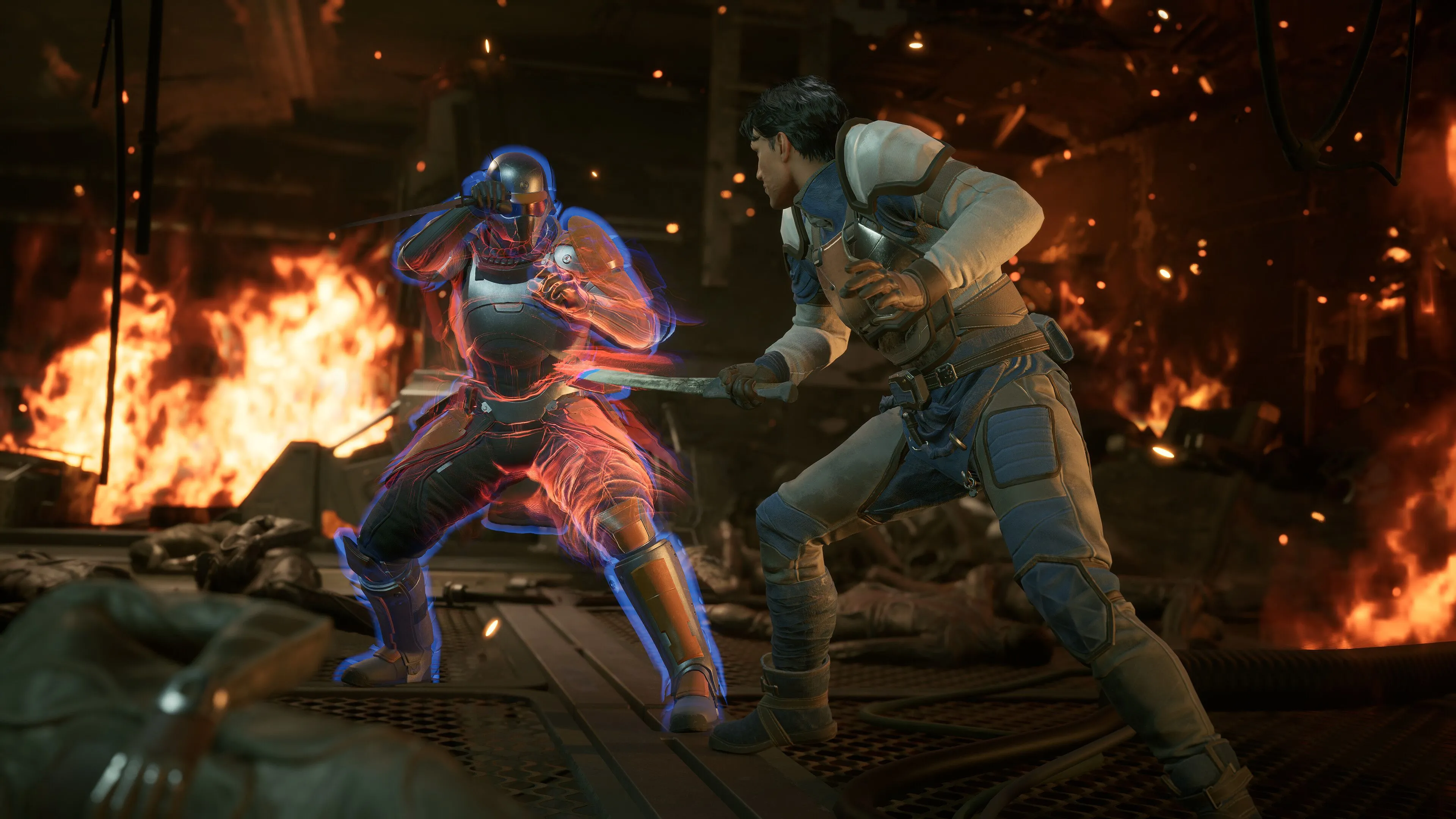 Cảnh chiến đấu trong game MMORPG Dune: Awakening với nhân vật và môi trường sa mạc