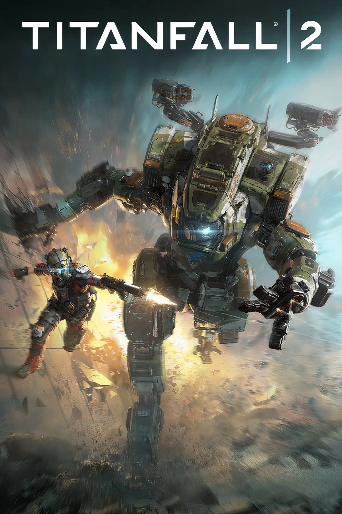 Cảnh Titan và lính phi công chiến đấu trong Titanfall 2.