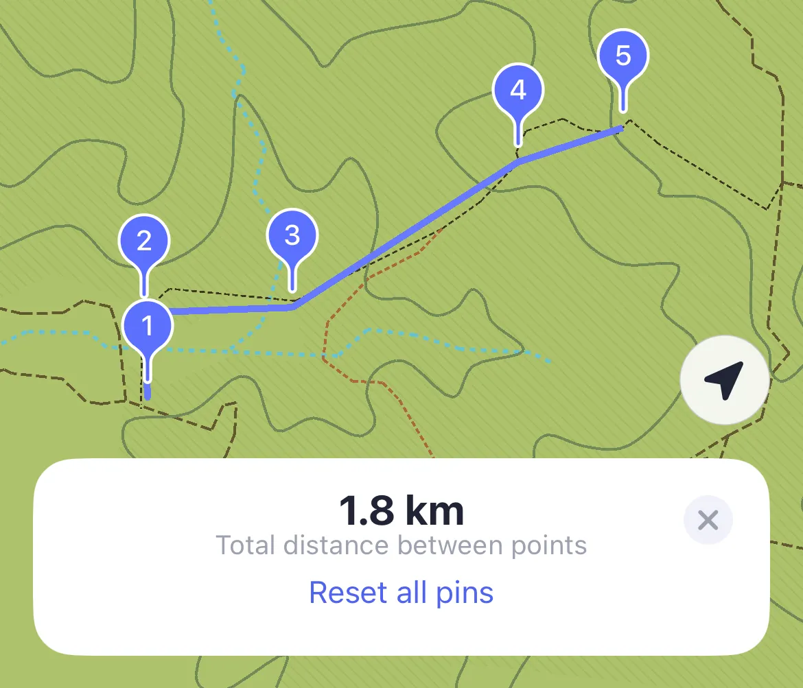 Chế độ thước đo khoảng cách trên MAPS.ME giúp ước lượng đường đi còn lại