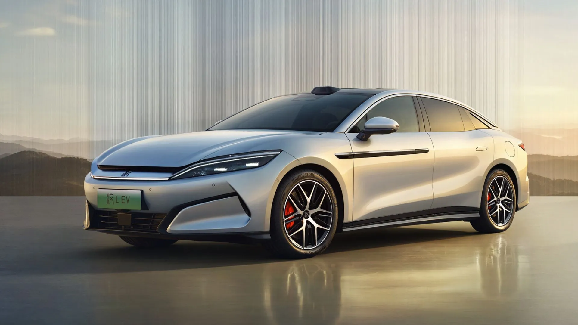 Chiếc xe điện BYD Han EV màu xanh đậm, thể hiện công nghệ sạc nhanh megawatt