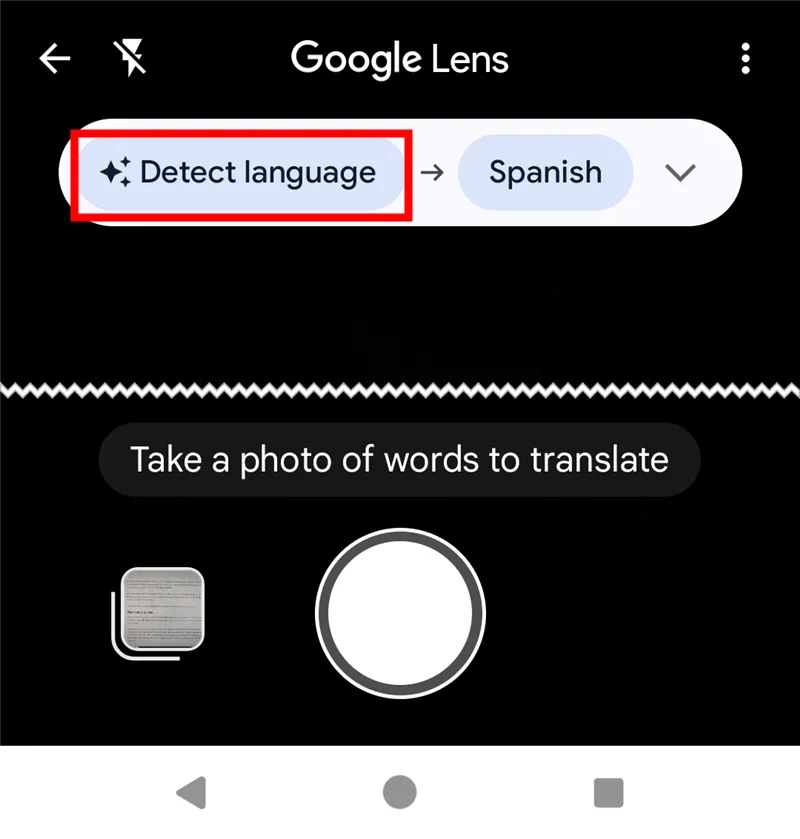 Chọn ngôn ngữ nguồn và đích trong Google Dịch để dịch văn bản từ hình ảnh
