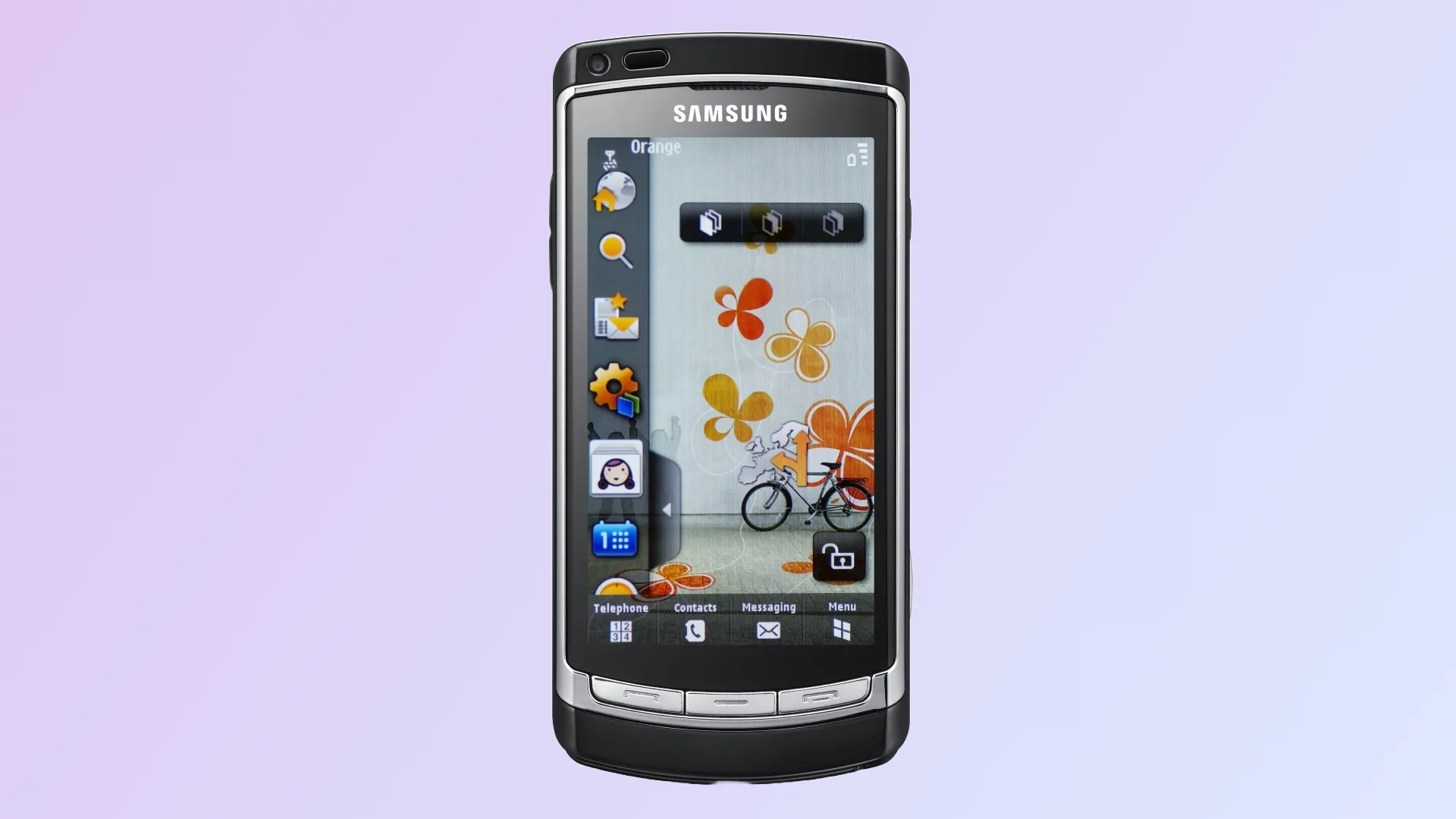Điện thoại Samsung Omnia HD (i8910 HD) với màn hình AMOLED sắc nét trên nền tím