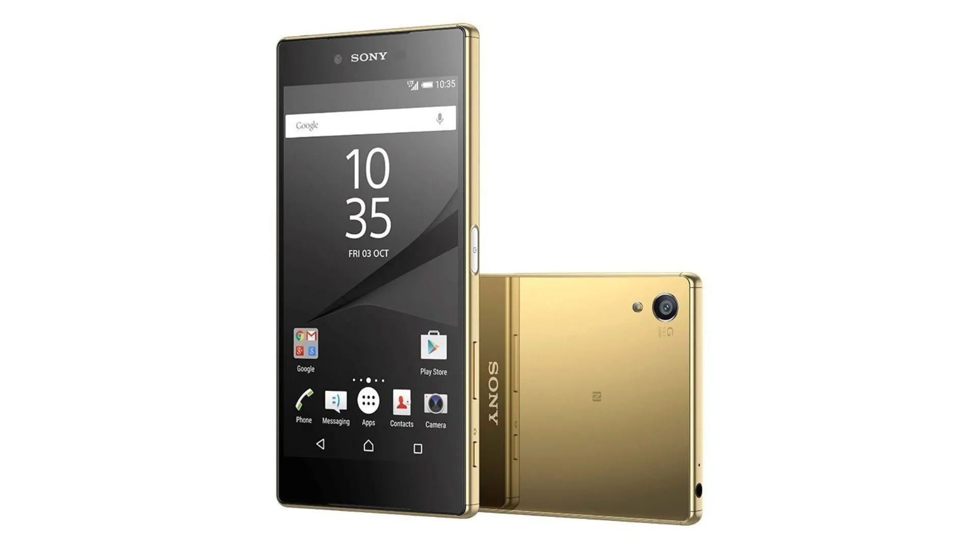Điện thoại Sony Xperia Z5 màu vàng gold sang trọng với thiết kế phẳng và vuông vức