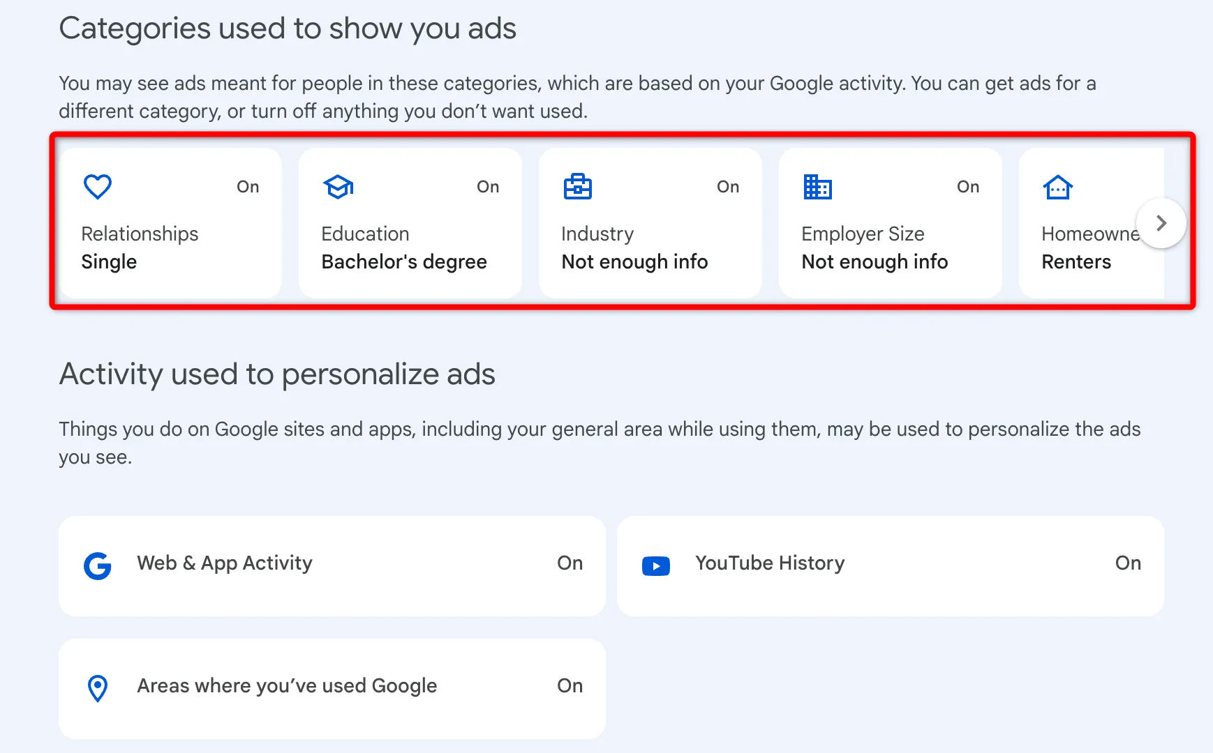Điều chỉnh cài đặt quảng cáo cá nhân hóa trong tài khoản Google