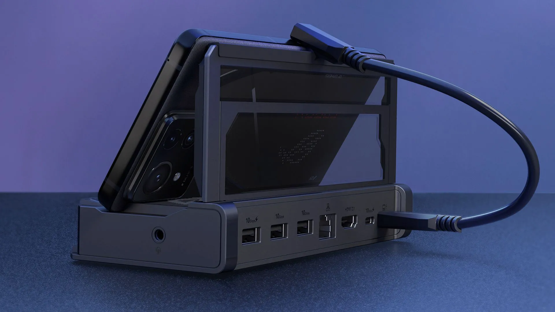 Docking station ROG Bulwark Dock của ASUS cho PC cầm tay và smartphone với thiết kế chân đế