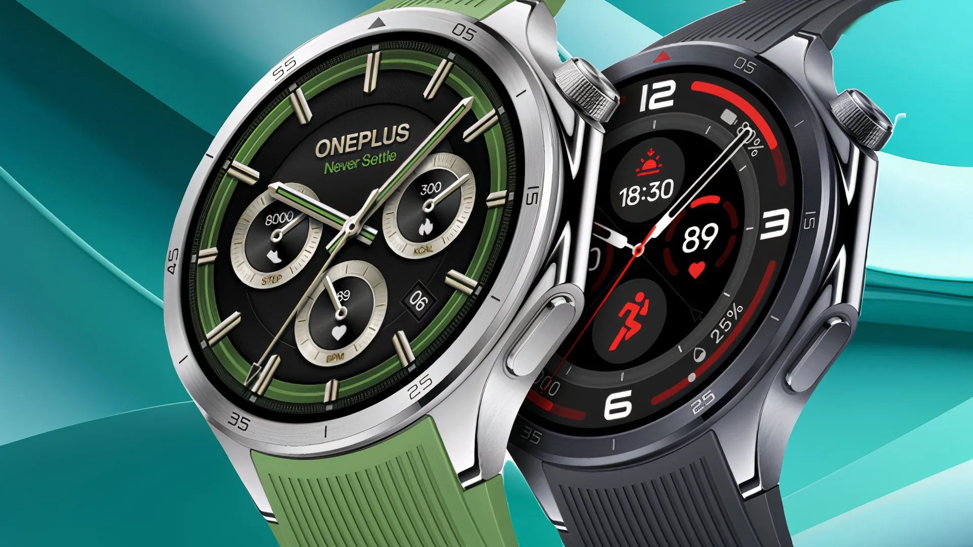 Đồng hồ OnePlus Watch 3 màu đen trên nền xanh