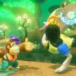 Donkey Kong giơ ngón cái chào đà điểu trong game Donkey Kong Bananza, minh họa dự đoán đúng về game mới.