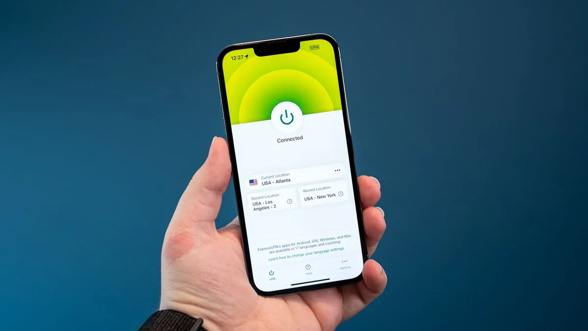 ExpressVPN running on an iPhone 13 Pro.