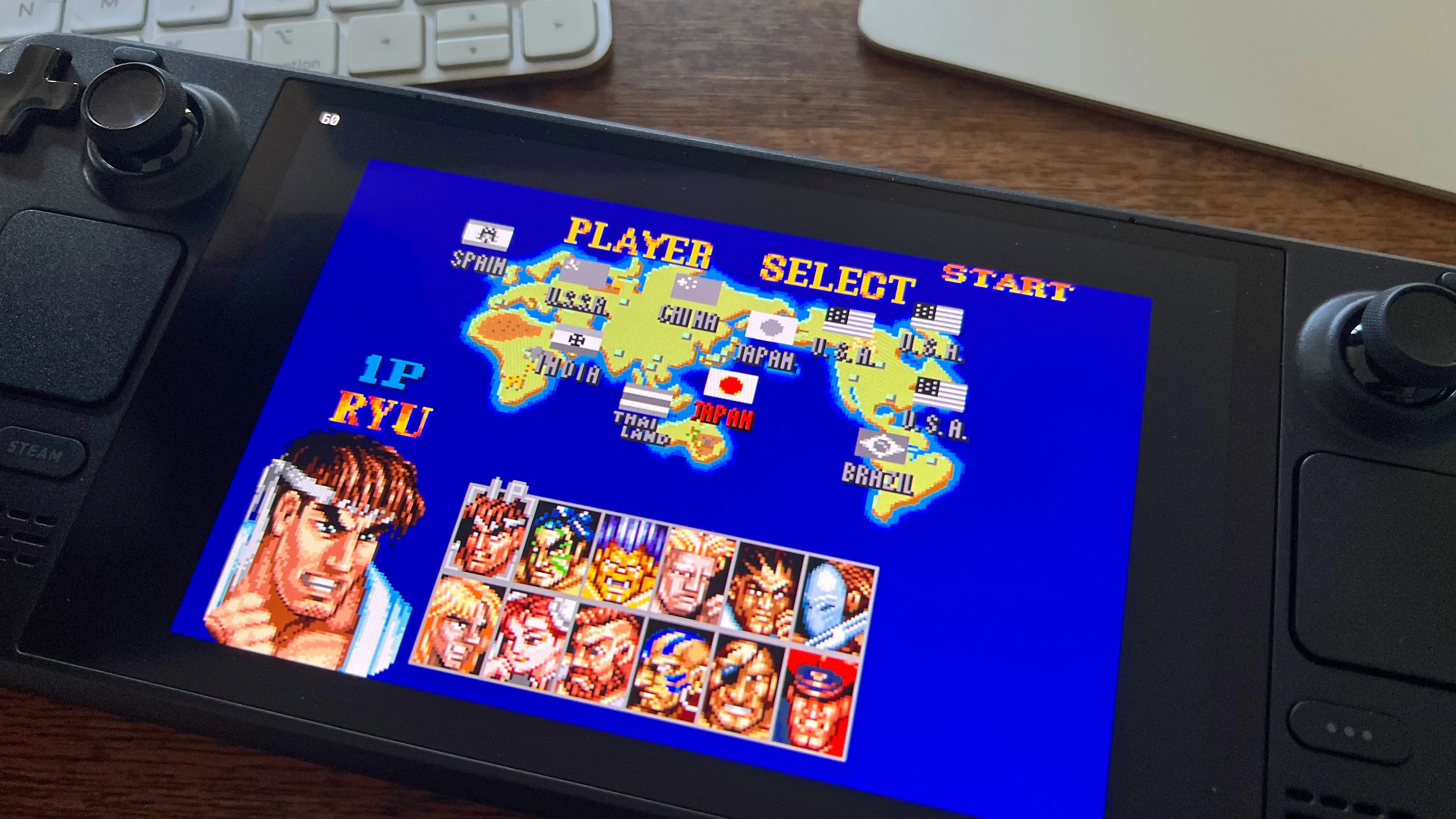 Game đối kháng Super Street Fighter II Turbo đang được chơi trên Steam Deck.