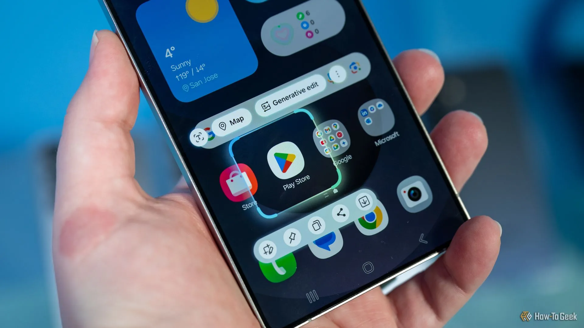 Giao diện AI trên Samsung Galaxy S25 hiển thị các tùy chọn thông minh