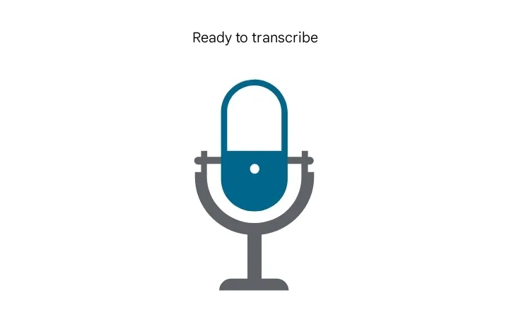 Giao diện Live Transcribe đã được kích hoạt và sẵn sàng chuyển đổi giọng nói thành văn bản