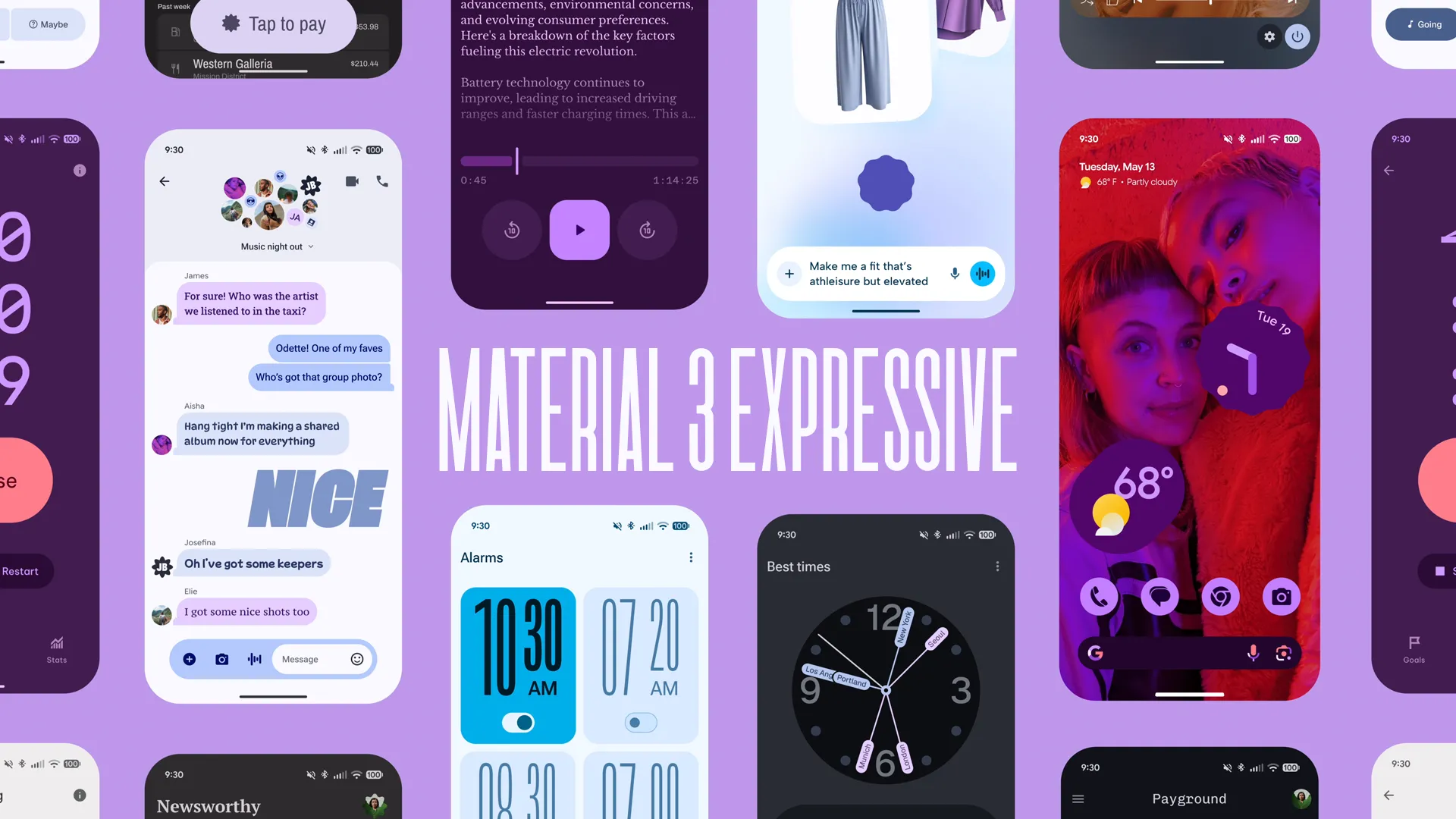 Giao diện Material 3 Expressive mới của Android với màu sắc sống động và bố cục linh hoạt