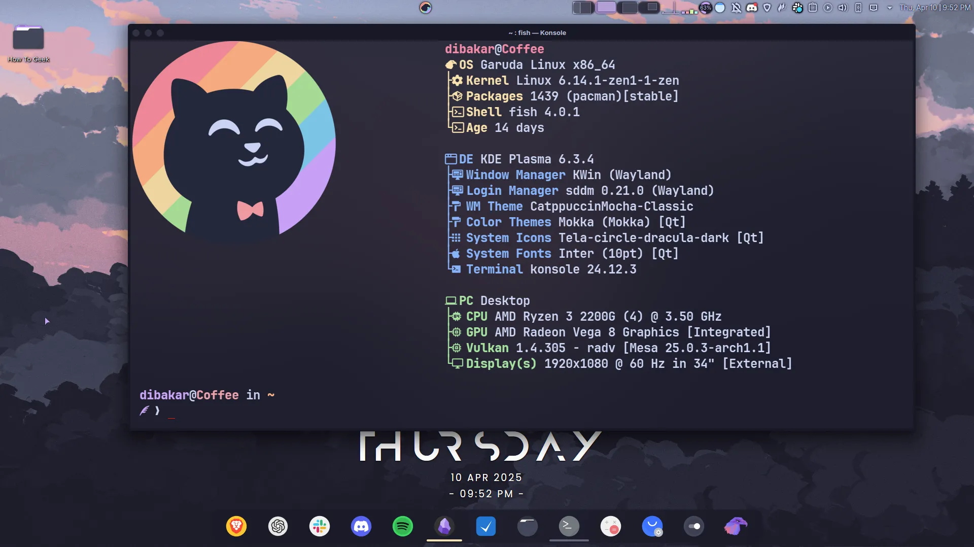 Giao diện Terminal được tùy chỉnh trên Garuda Linux với chủ đề Mokka, thể hiện khả năng cá nhân hóa cao.
