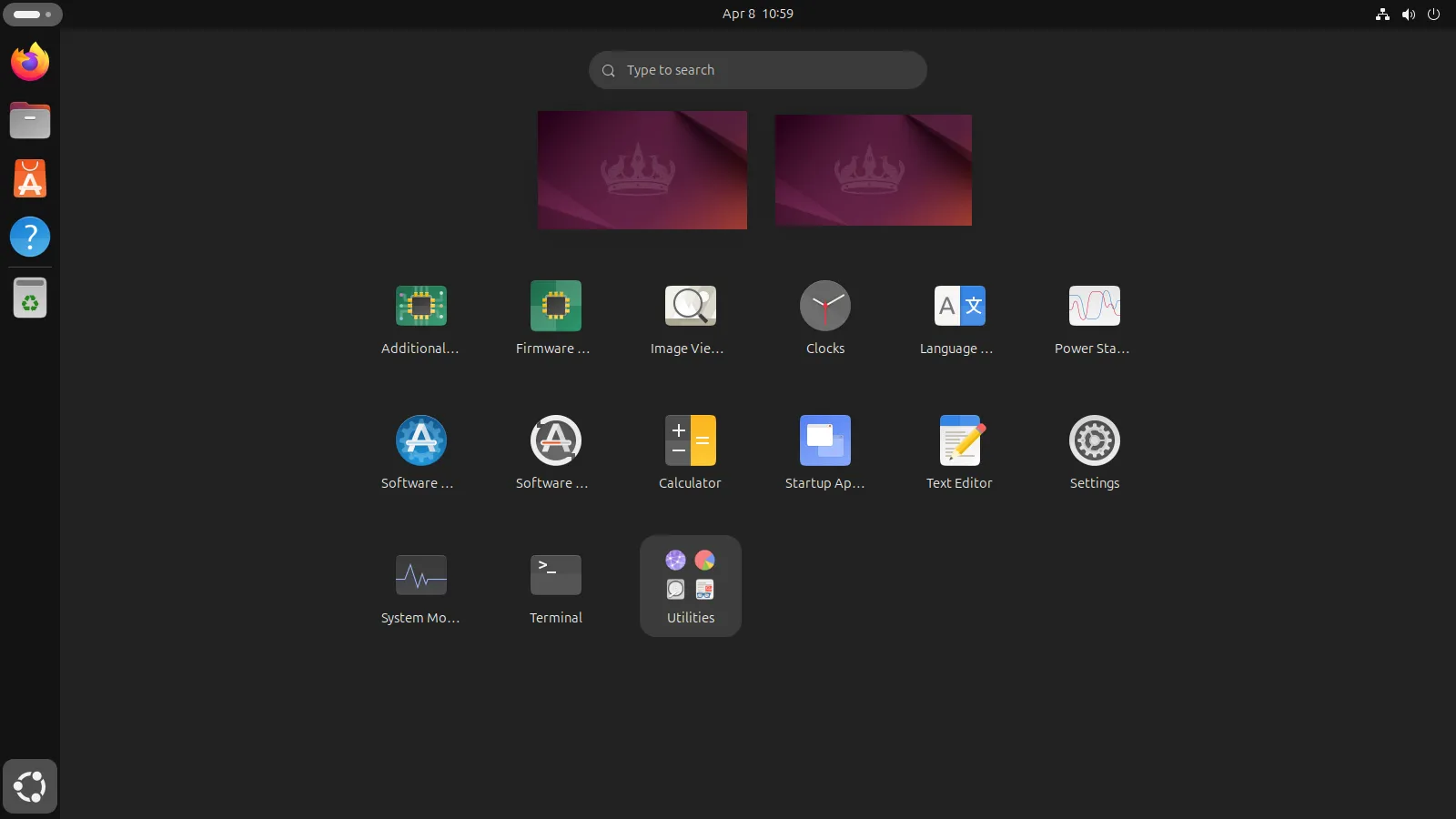 Giao diện tổng quan ứng dụng trên Ubuntu, minh họa sự đa dạng của các phần mềm đồ họa trên Linux.