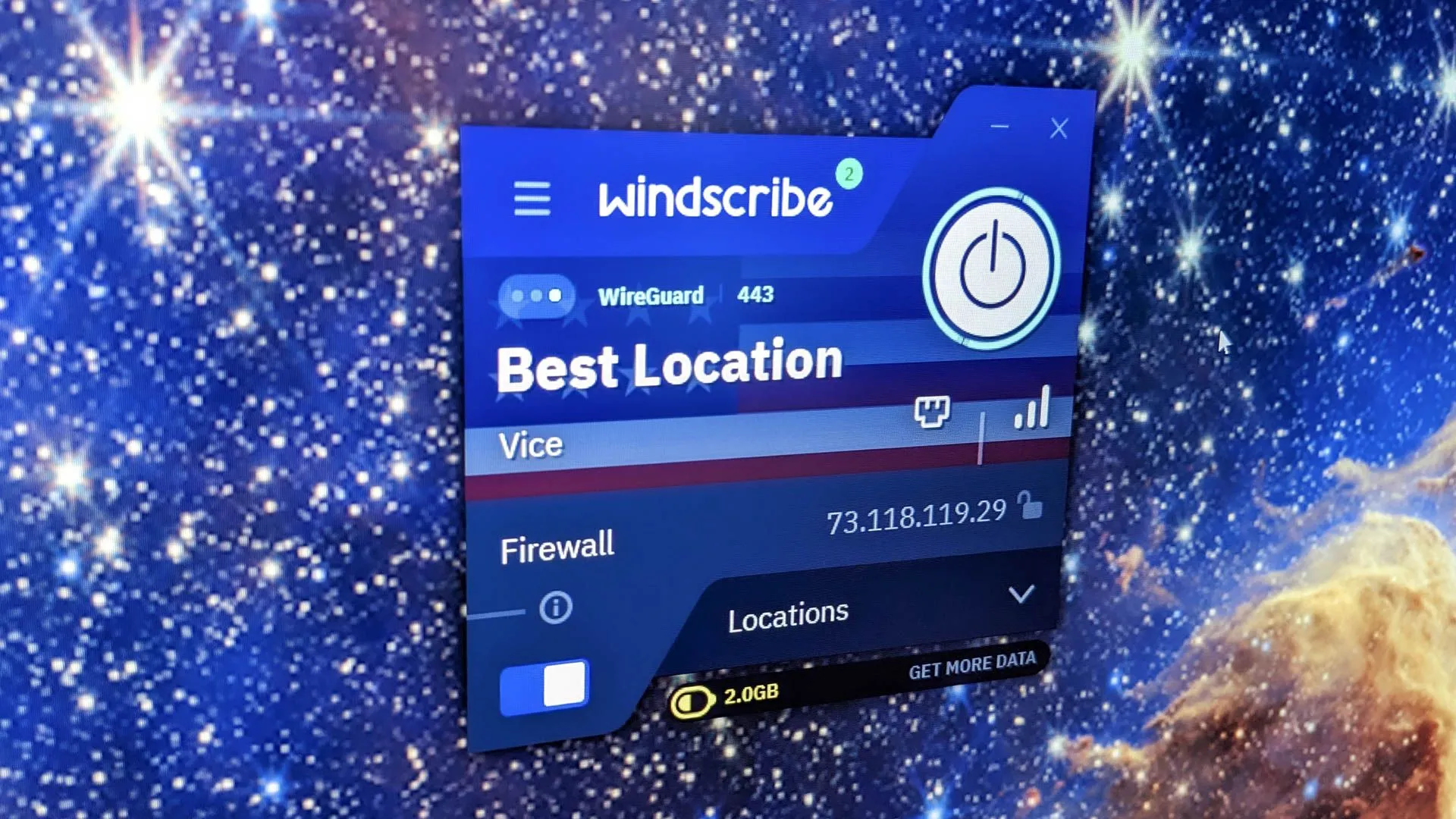 Giao diện Windscribe trên máy tính để bàn, cho thấy khả năng truy cập Netflix với gói VPN miễn phí.