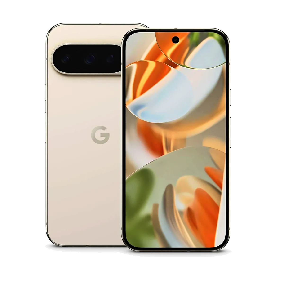 Góc nhìn trực diện điện thoại Google Pixel 9 Pro với màn hình sống động.