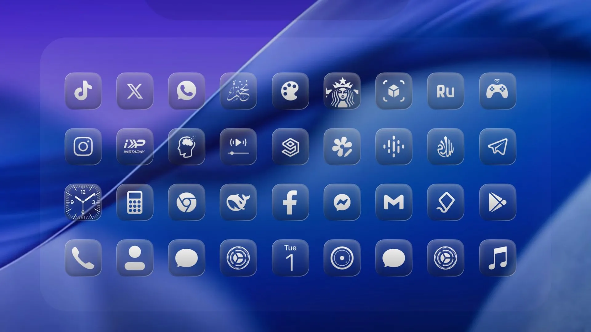 Gói icon Liquid Glass trên Android mô phỏng iOS 26