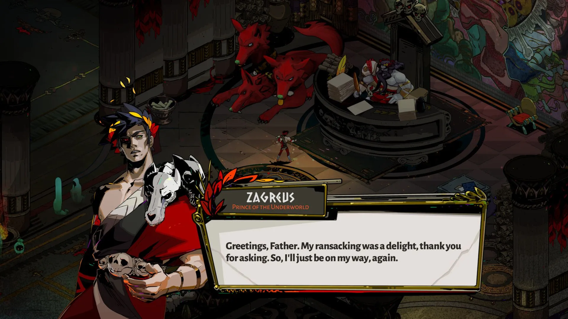 Hades: Ảnh chụp màn hình cảnh phiêu lưu qua Tartarus, hiển thị chi tiết môi trường và quái vật, chứng tỏ khả năng xử lý đồ họa của Chromebook Plus.