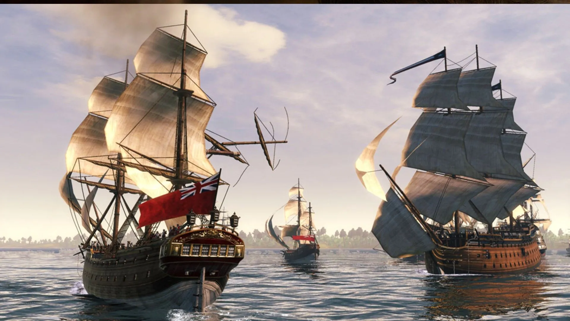 Hai chiến thuyền đối đầu trong trận hải chiến của Total War Empire