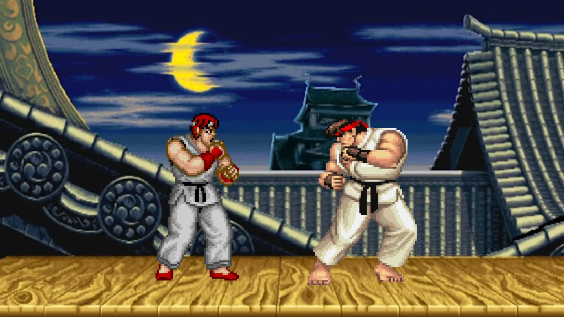 Hai nhân vật Ryu trong game Street Fighter đối đầu, biểu tượng của thể loại game đối kháng chuyên nghiệp
