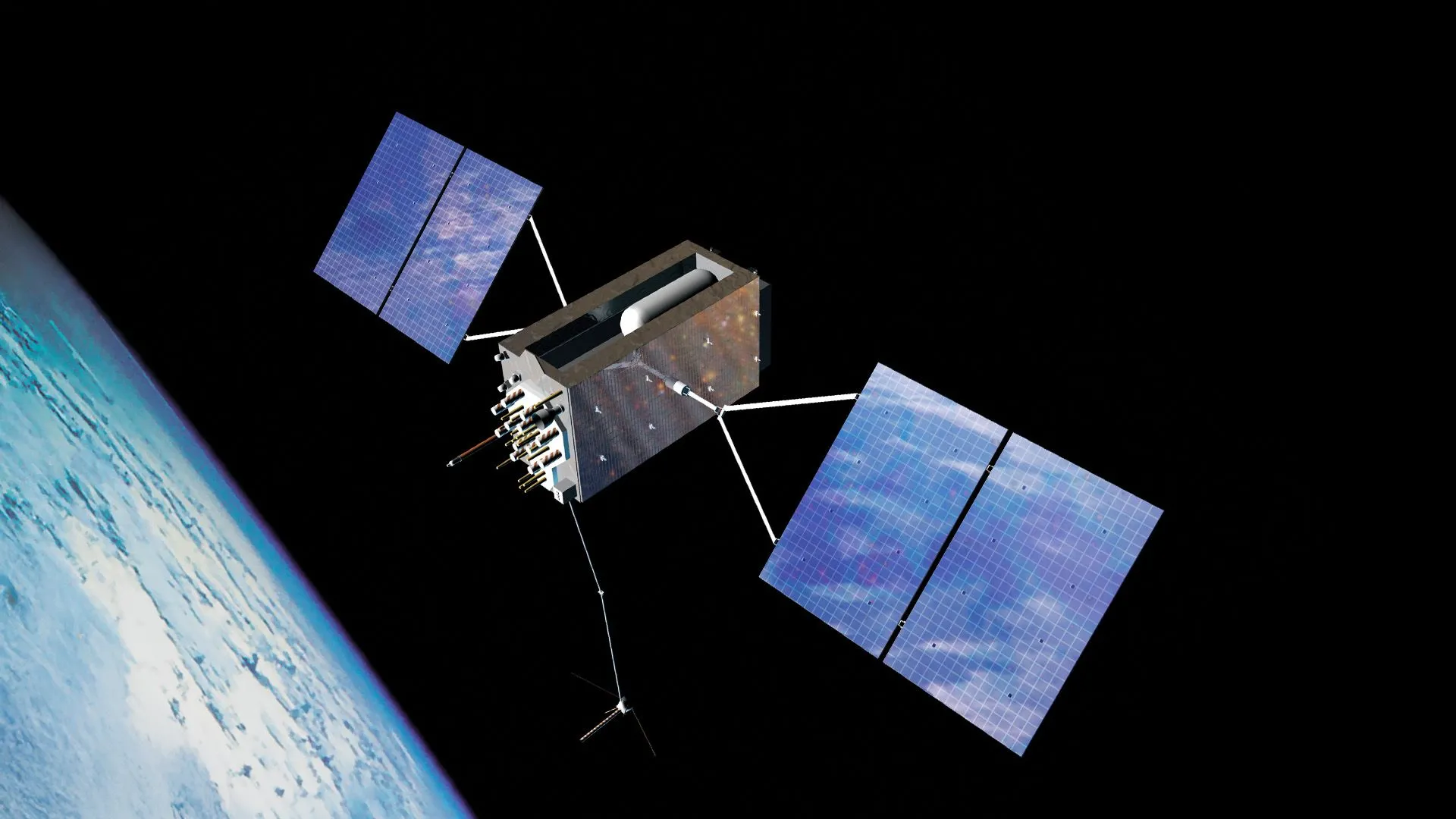 Hệ thống tháp truyền hình và vệ tinh GPS mô tả giải pháp định vị dự phòng