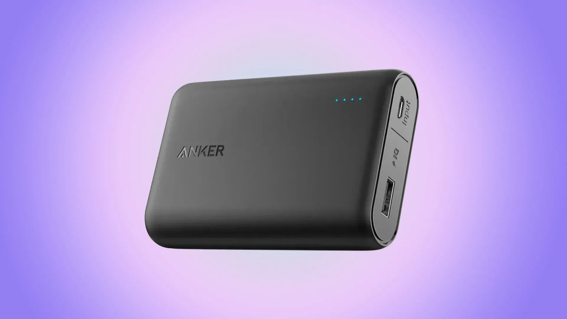 Hình ảnh Anker Power Bank trên nền màu tím.