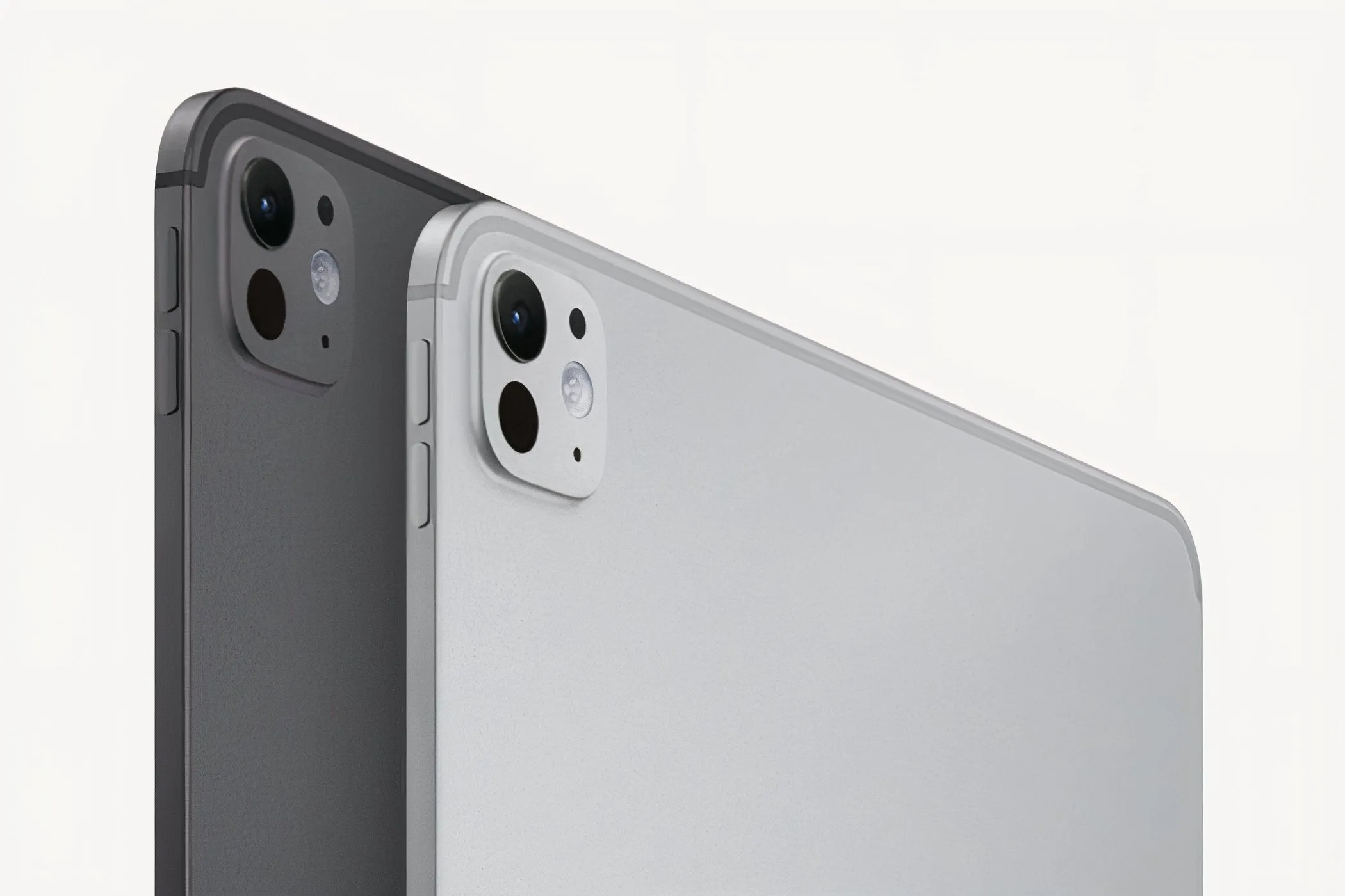 Hình ảnh các mẫu iPad Pro M4 màu đen không gian và bạc trên nền trắng