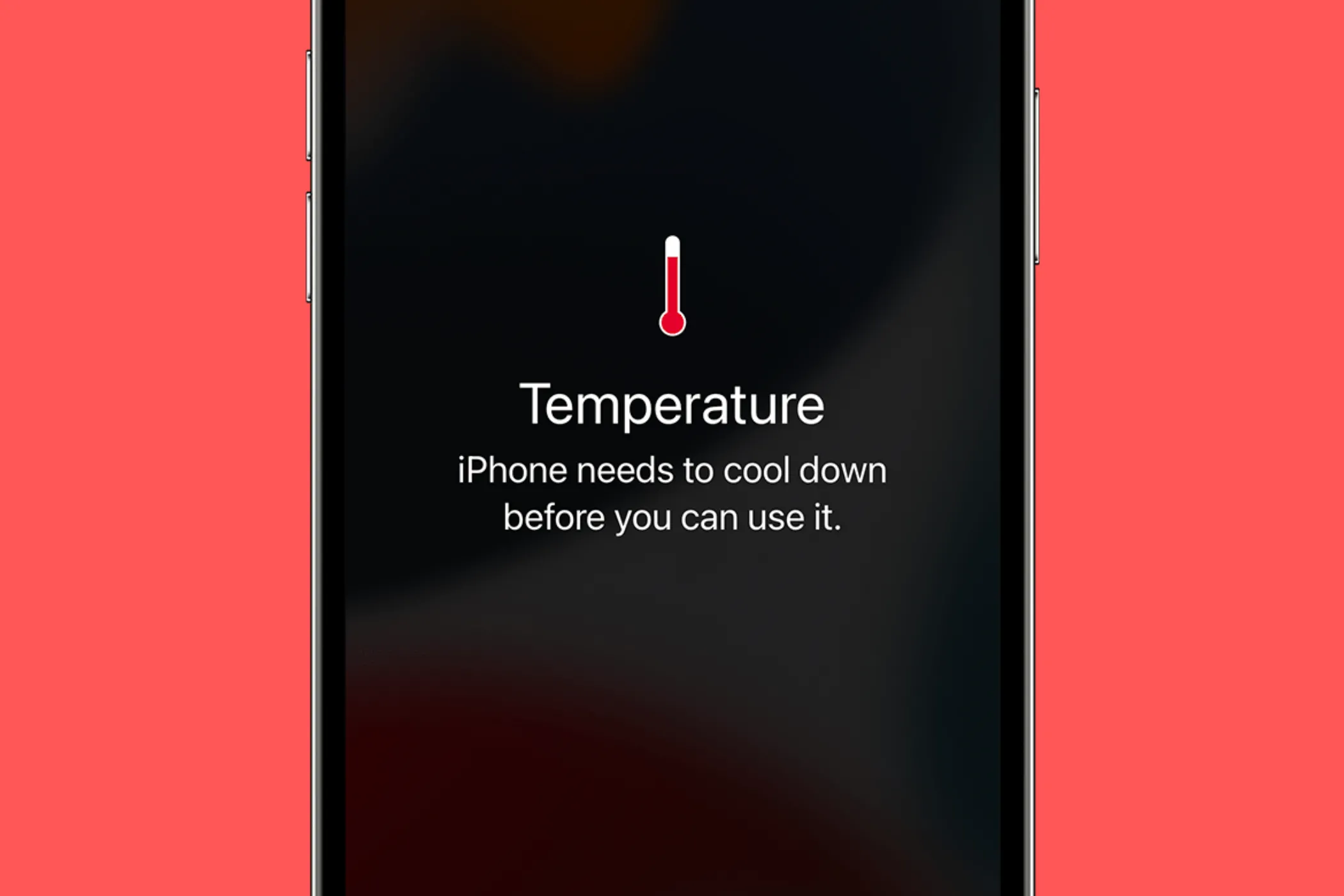 Hình ảnh cảnh báo iPhone bị quá nhiệt trên màn hình