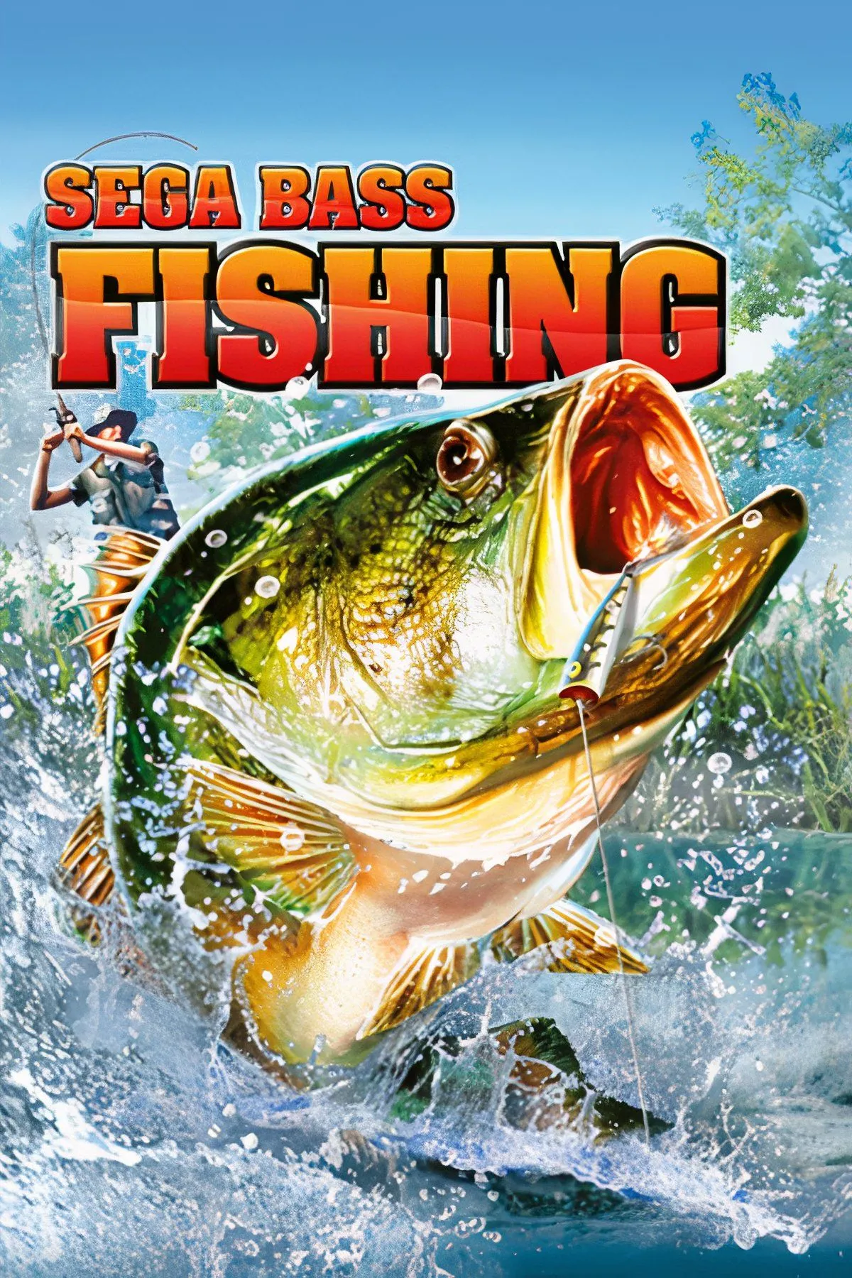 Hình ảnh game thủ đang sử dụng cần câu điện tử để chơi SEGA Bass Fishing