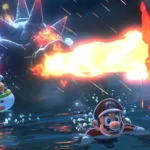 Hình ảnh Mario, Bowser và Bowser Jr. trong một cảnh game 3D, gợi ý về gameplay platformer 3D mới trên Nintendo Switch 2.