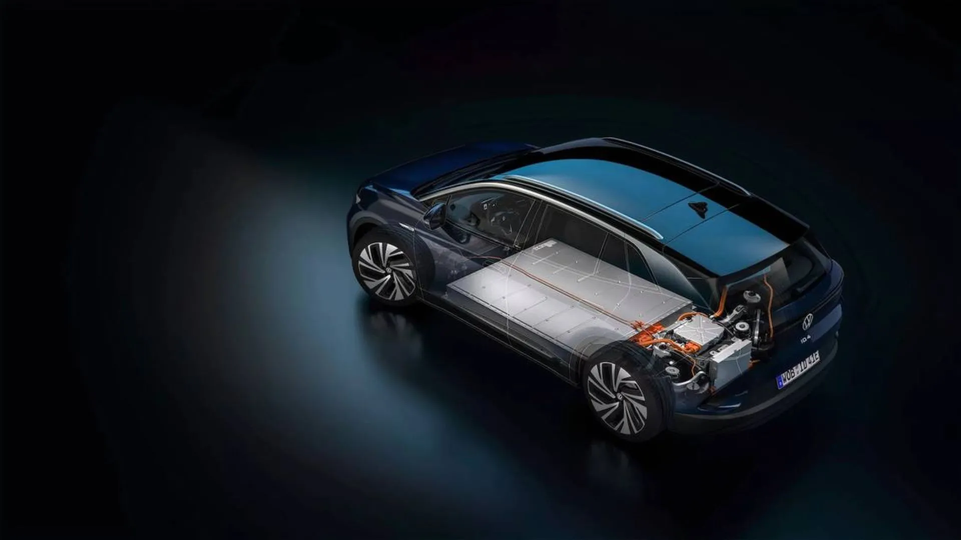 Hình ảnh minh họa sơ đồ pin xe điện Volkswagen, thể hiện cách sắp xếp pin mới để tăng tầm hoạt động.